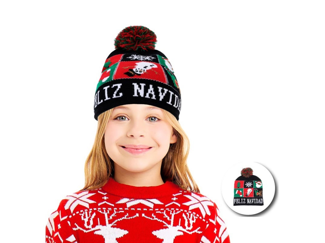 Gorro de Figuras Navideñas oscuro infantil