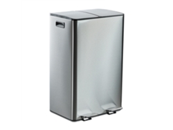 Relaxdays Cubo Basura Doble, Papelera 2 Compartimentos 30 L C/u, Botes Interiores Extraíbles, Pedal, Cocina, Plateado
