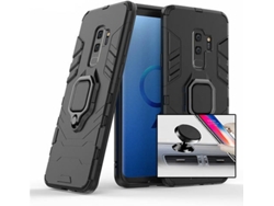Kit Carcasa y Soporte Magnetico Auto Samsung Galaxy S9+ Military Defender Negro