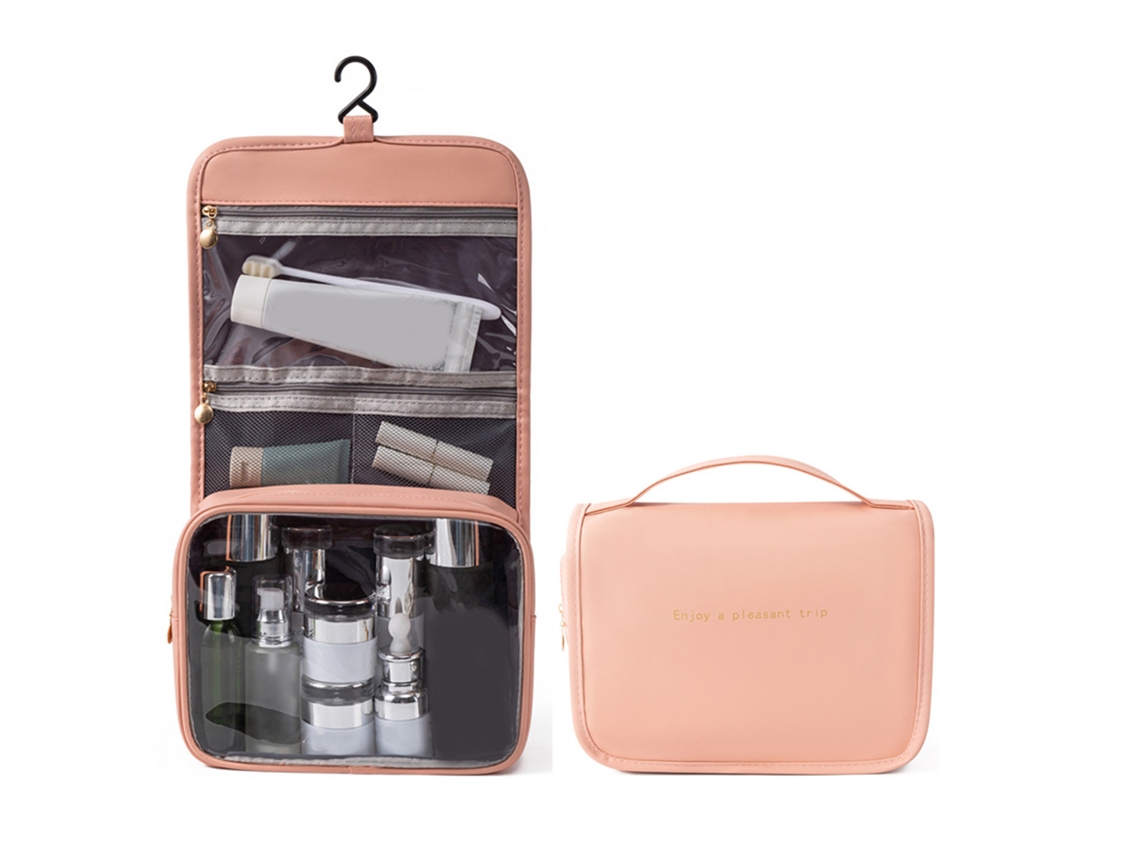 Bolsa De Aseo Portátil Multifuncional Impermeable De Gran Capacidad Organizador De Cosméticos Para Viajes De Negocios Rosa