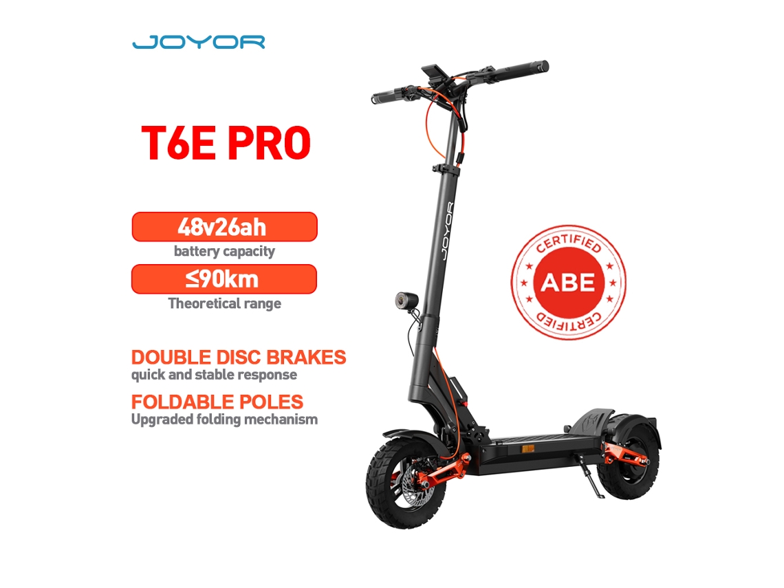 Patinete Eléctrico Joyor T6e Pro, 500 W, 48 V 26 Ah, 90 Km De Autonomía, Neumáticos Todoterreno De 10"