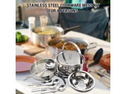 Juego de cocina de camping de acero inoxidable para 4 personas