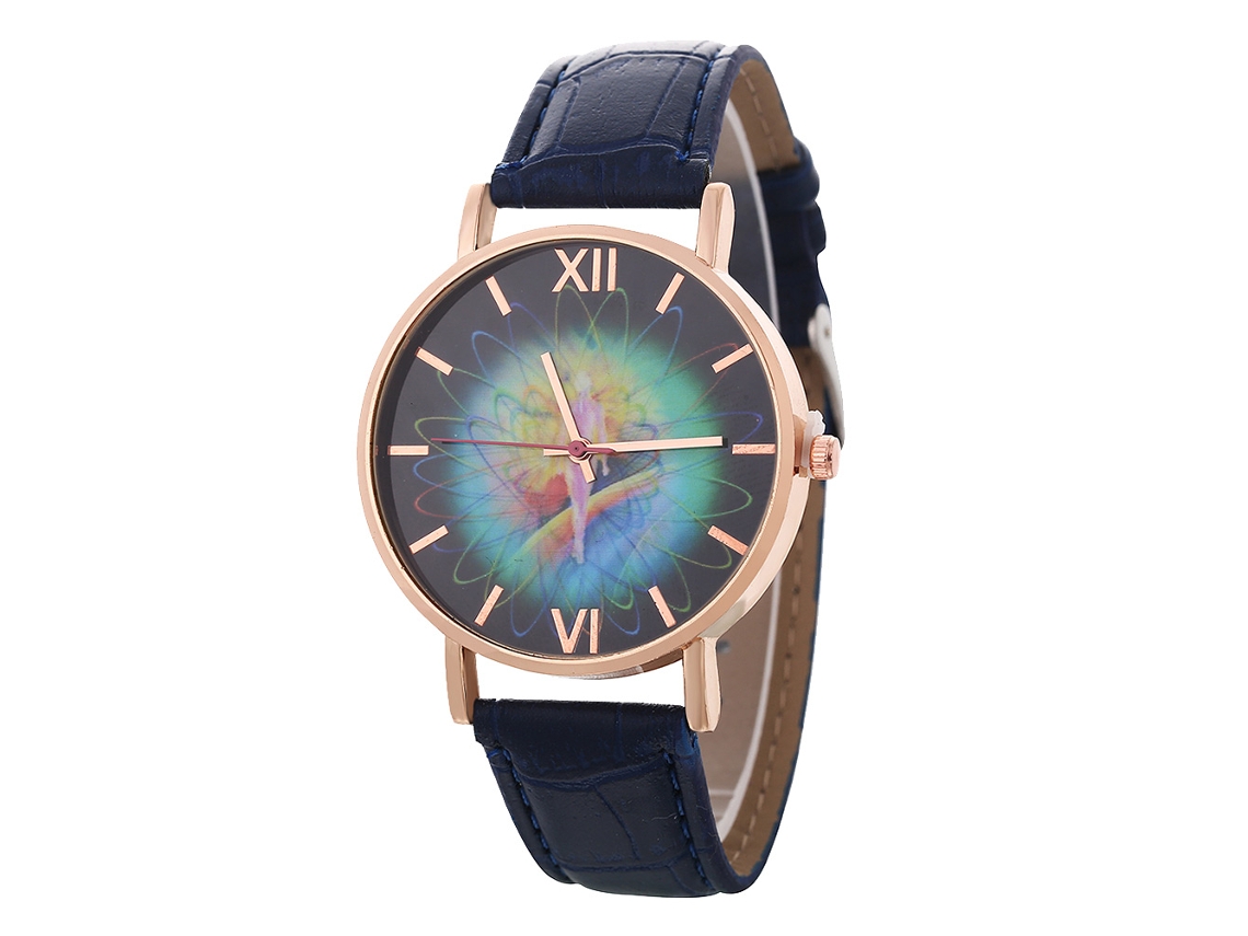 Reloj De Pulsera De Aleación Con Dial Redondo Analógico De Cuarzo Moda (azul Real)