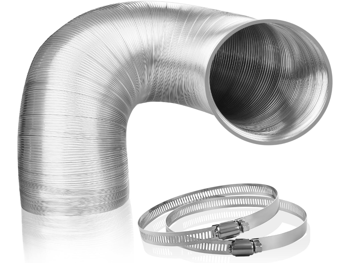 Tubo De Escape Aluminio Puro 170 Mm X 1,5 M Espesor + 2 Abrazaderas Acero Inoxidable Para Campana Extractor...