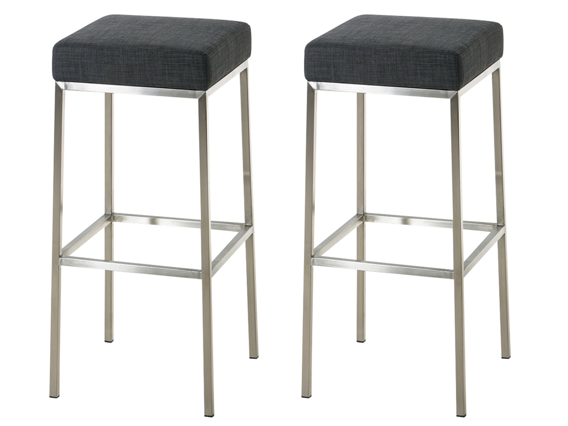 Juego de 2 taburetes de bar Montreal 85 de tela gris oscuro/acero inoxidable CLP