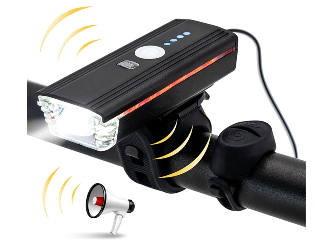 Luces Bicicleta Usb Recargable Bocina/lateral 4modos Ipx8 Negro Yizhood