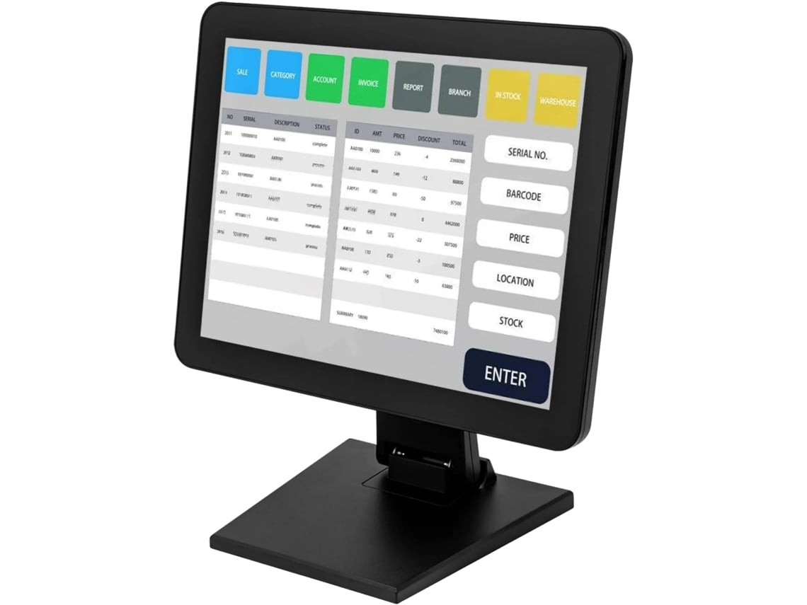 Caja registradora con pantalla táctil, LCD de 15 pulgadas, compatible con USB, bajo consumo de energía, resolución de 1024 x 768, compatible con A
