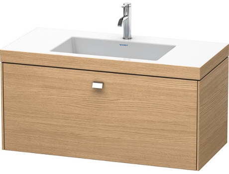 Lavamanos DURAVIT Brioso c-bonded con base mural 100,0x48,0 cm 1 cajón sin rebosadero con banco para grifos 1 agujero para grifos