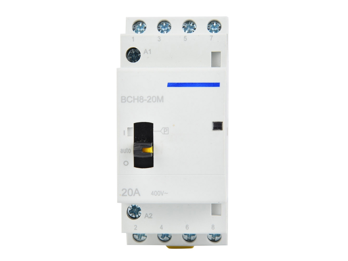 Contactor De Ca Doméstico Bch8-20m 24v 20a 4p Con Interruptor De Control Manual Para Riel Din