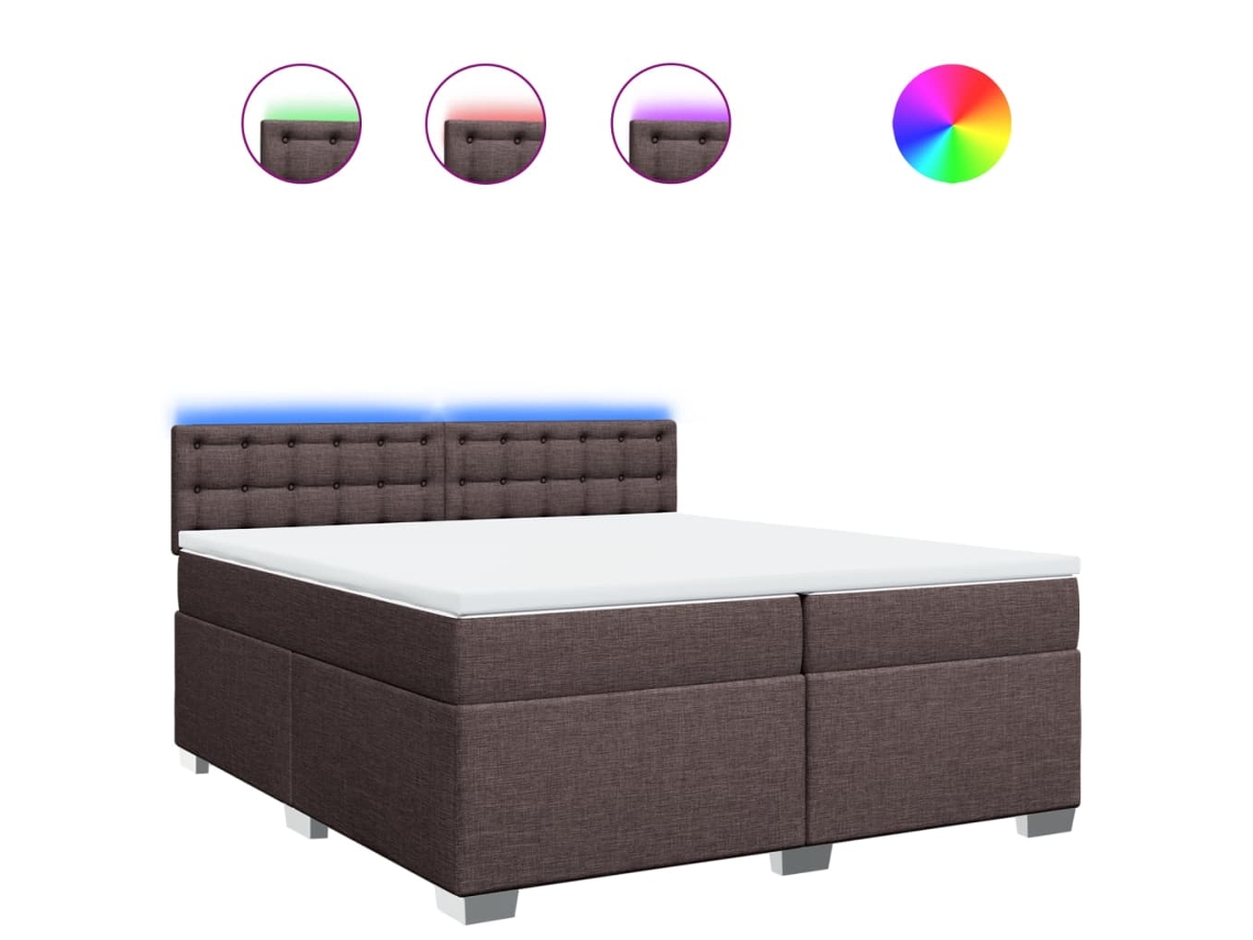 Maison Exclusive - Cama Box Spring Con Colchón Tela Marrón Oscuro 200x200 Cm