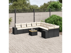 Conjunto de sofás de jardín de 11 piezas DKD Home Decor con cojines de mimbre negros