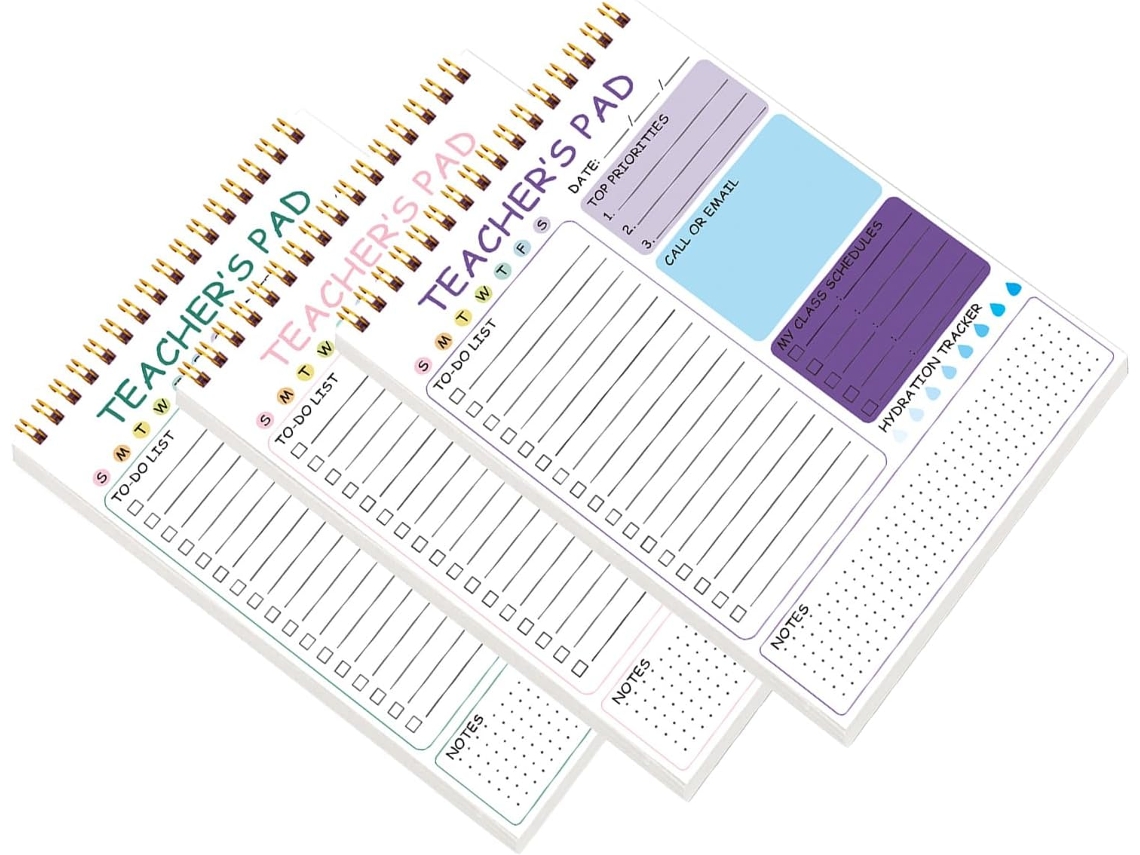 Juego De 3 Cuadernos De Espiral – Agenda Diaria Portátil De 23 Cm – Agenda Anual