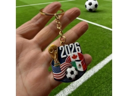 Llavero Escudo Copa Fifa 2026 Canadá Ee.uu México, Relieve 3d Trofeo, Banderas Y Balón Fútbol, Accesorio Coleccionable Hincha Metal