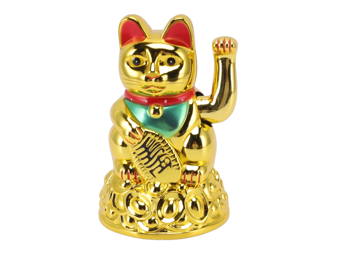 Gato de la suerte eléctrico Baok, escultura de plástico con manos móviles para decoración del hogar y regalo, 15 cm, dorado Mly46a