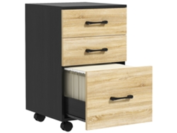 Archivador De Oficina De Roble Negro Con Riel Para Archivadores