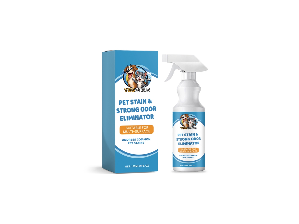 Eliminador eficaz de manchas y olores para mascotas.