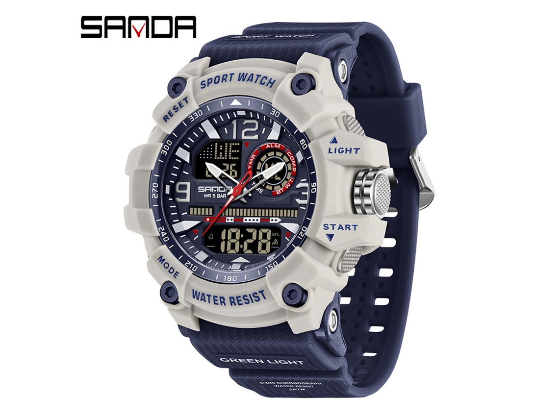 Reloj Electrónico (azul Grisáceo) Con Alarma, Multifuncional, Moderno, Luminoso, Resistente Al Agua Y A Los Golpes.