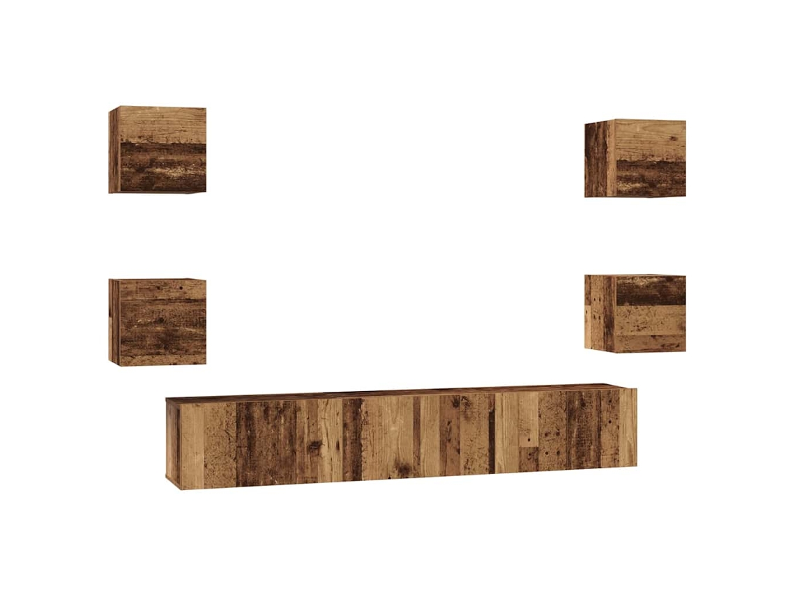 Maison Exclusive - Conjunto De Mueble De Tv 7 Pcs Madera Envejecida