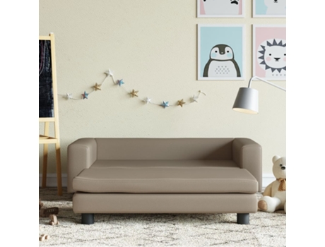 Sofá niños y reposapiés cuero sintético capuchino 100x50x30 cm VIDAXL