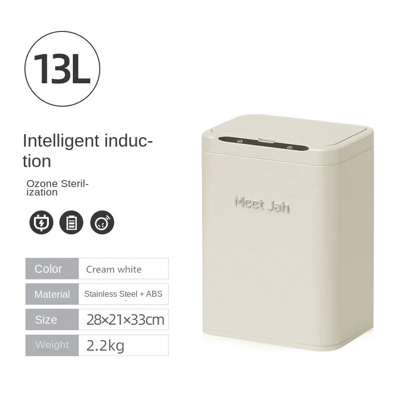 Lixeira Inteligente Com Sensor (branca, 13l), Lixeira Automática Para Uso Doméstico