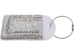 Etiqueta Para Equipaje De Poliuretano Con Diamantes De Imitación Blancos, Tamaño 11 Cm, Para Maletas, Mochilas Y Bolsos.