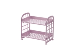 2026-41152-estantería Doble Capa Plegable Baño Abs Organizador Maquillaje Cocina 21.5x14x20.5cm Morado