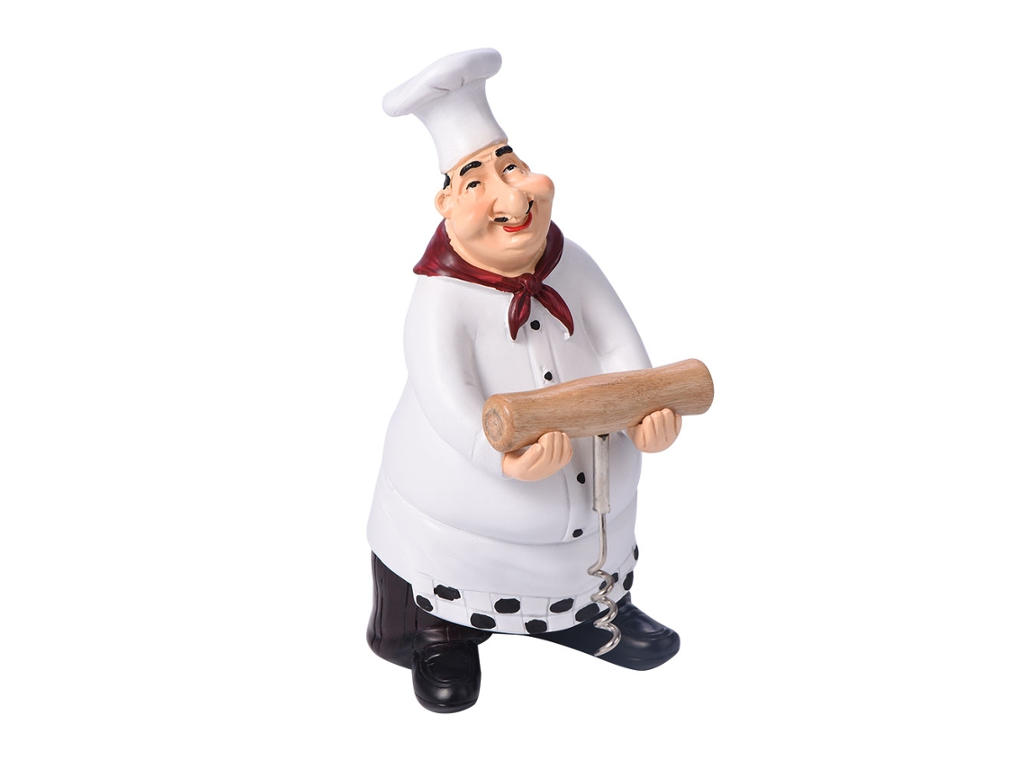 Preciosa estatua de chef de resina para la decoración de la cocina.