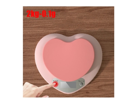 Báscula de cocina electrónica portátil con forma de corazón rosa 2 kg WT-33