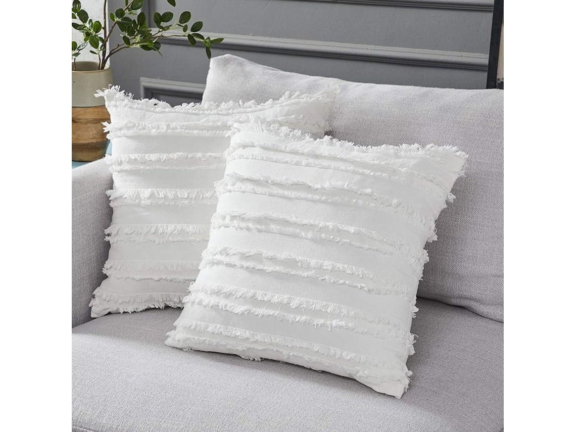 Rebe-funda De Almohada Blanca Marfil, 2 Unidades, 40x40 Cm, Patrón De Celosía Decorativa, Para Sofá, Cama Y Sillón