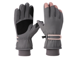 NEVEANCE Guantes de esquí unisex rosa y gris, impermeables y cálidos para invierno, montañismo y senderismo