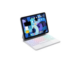 Funda con teclado Bluetooth Fwinl para iPad de 11.ª generación A16 de 10,9 pulgadas con teclado mágico en portugués y blanco