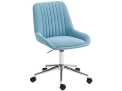 Cadeira De Escritório Com Altura Ajustável, 5 Rodízios, Revestimento Em Pu, Silicone, Espuma E Estrutura Em Aço, 52x58x80-90 Cm, Azul