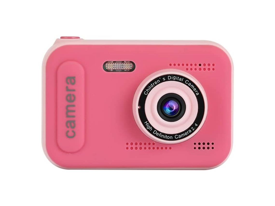 Mini cámara digital para niños 1080P Cámara de vídeo digital para niños Lente dual Pantalla IPS de 2,4 pulgadas (rosa) CHRONUS