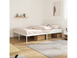 Estructura Cama Sin Colchón Con Cabecero Metal Blanco 160x200cm