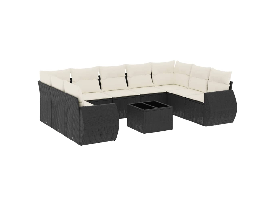 Maison Exclusive - Set De Sofás De Jardín 10 Pzas Cojines Ratán Sintético Negro