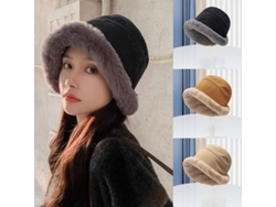 2026-gorro Cubo De Pelo De Conejo Para Mujer Invierno Grueso Suave Plush Color Sólido