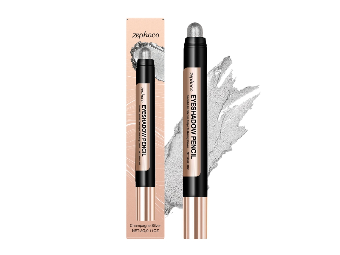 Lápiz de sombra de ojos perlado, color plata champán suave