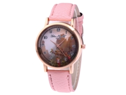 Reloj De Pulsera Para Pareja Zhoulianfa Con Estampado De Peces Coloridos Sobre Cuero Marrón.