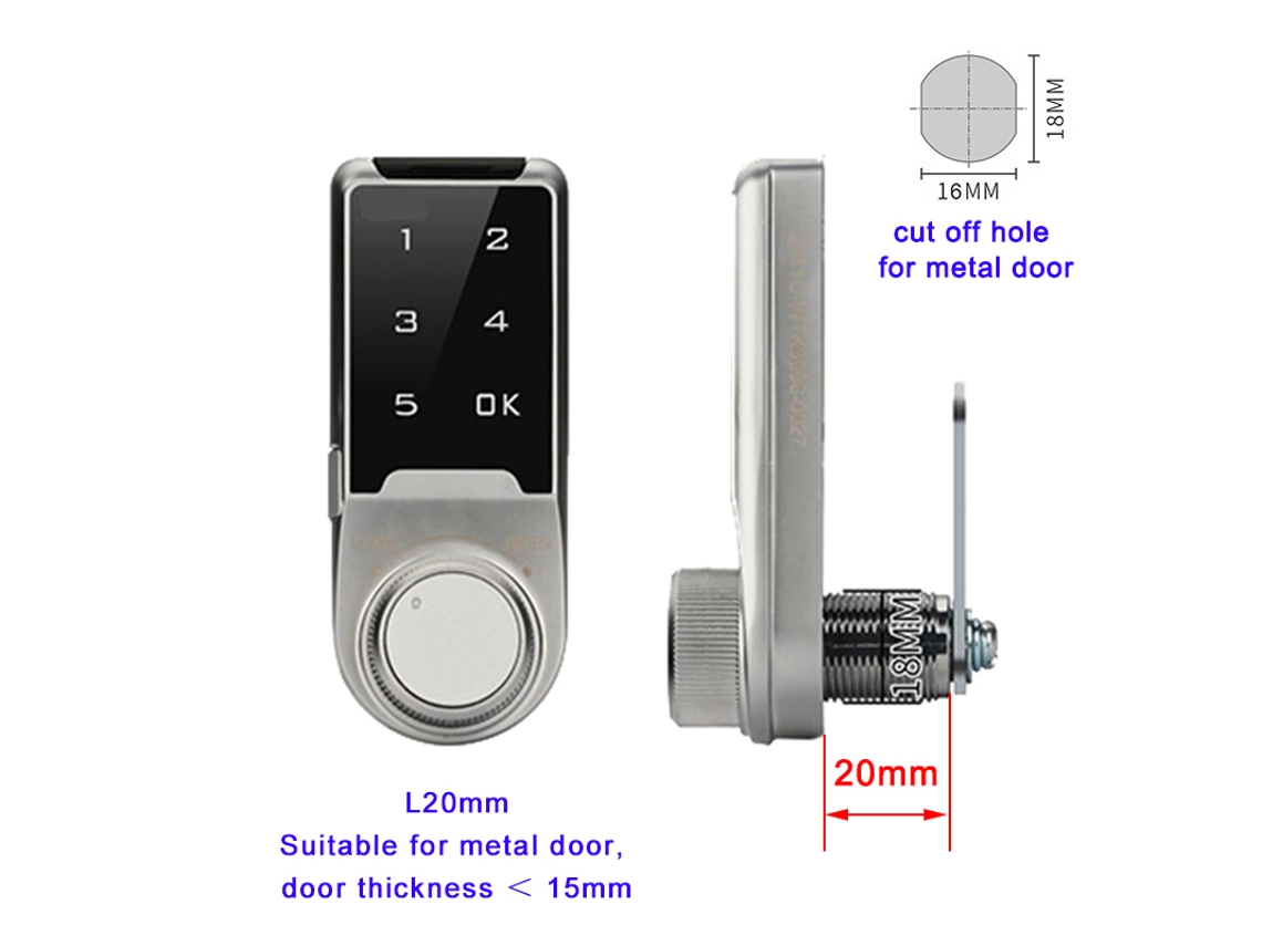 Cerradura De Combinación Digital Con Teclado Táctil Inteligente De Aleación De Zinc Para Puerta De Gabinete Y Cajón (vertical L20 Mm)