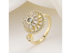 2026-anillo Giratorio De Cristal Dorado Para Aliviar Ansiedad Piedra Natural Ajustable