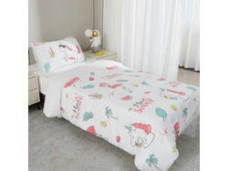 Juego De Sábanas Infantil Estampado Flamencos En Blanco (Cama 90/100)-BOD HOME