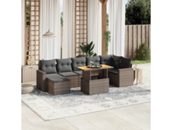 Conjunto de sofá de jardín de 8 piezas con cojines, ratán gris, DKD Home Decor