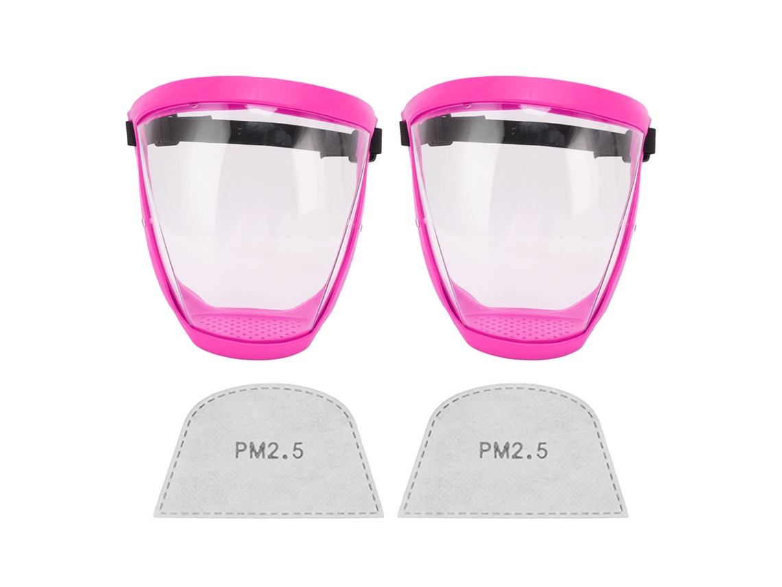 2 Protectores Faciales Transparentes Reutilizables Con Filtro De Algodón Para Niños, Rosa Y Blanco.