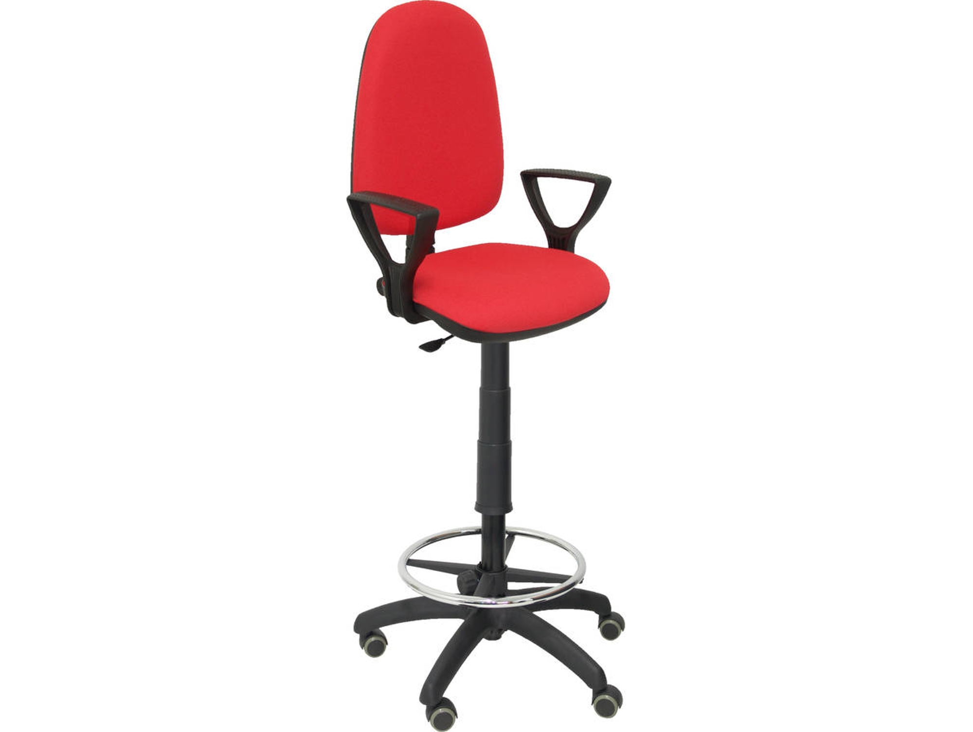 Silla de Escritorio Alta PIQUERAS Y CRESPO Ayna Rojo con ruedas de parqué (Brazos fijos - Tejido - Ruedas Parquet)