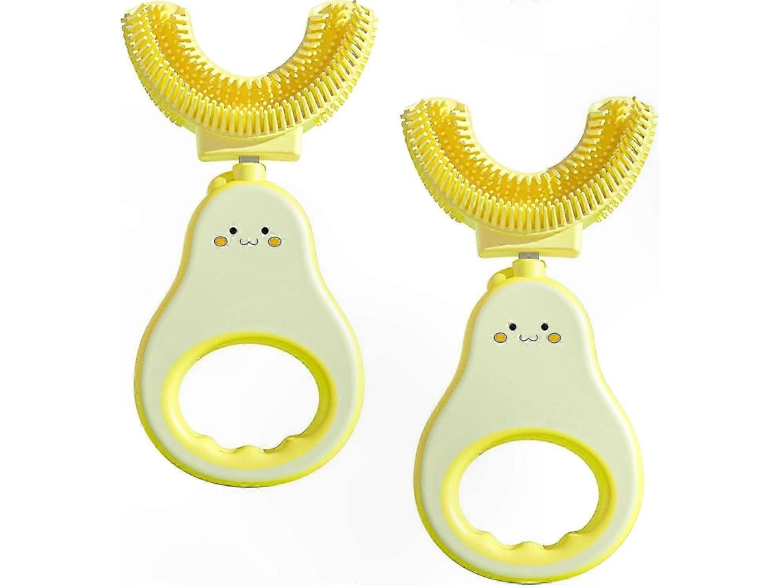 Cepillo de dientes en forma de U fabricado en silicona suave, para niños de 1 a 7 años, paquete de 2 unidades. GOKOCO