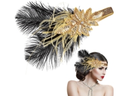 Diadema Vintage Nuobesty Para Mujer Con Plumas, Lentejuelas Y Diamantes De Imitación, Cómoda Y Elegante, Para