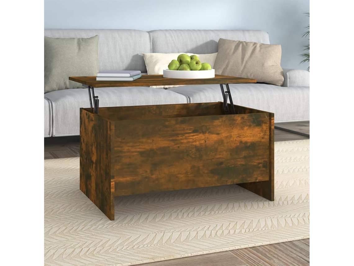 Mesa de Centro de Apoyo 80X55,5X41,5Cm Madera Procesada Roble Ahumado
