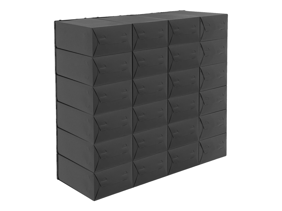 Organizador de zapatos, diseño apilable, uso versátil, negro.