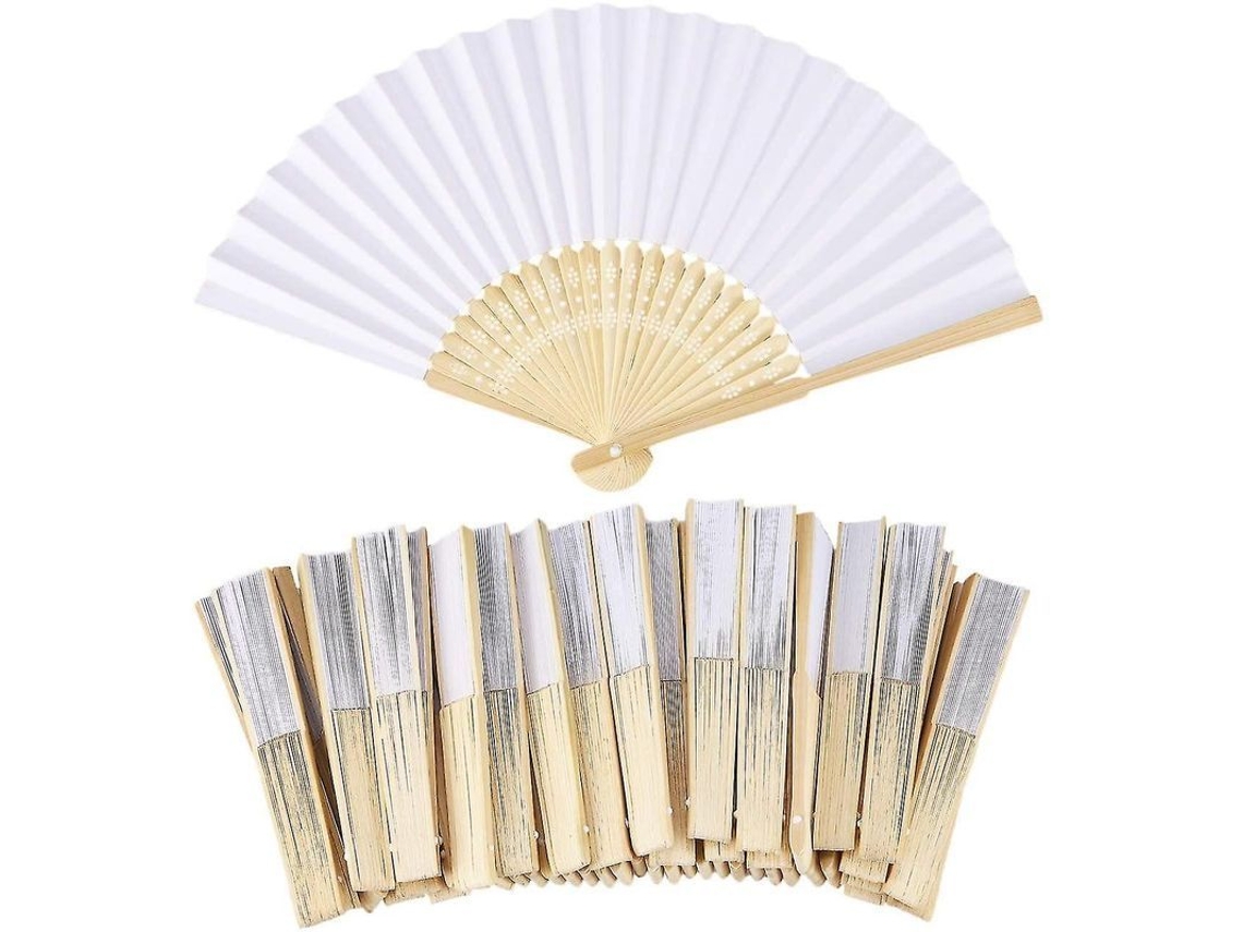 2026-50 Piezas Abanico De Papel Blanco Plegable Para Bodas Fiestas Regalos Diy Decoración 21cm