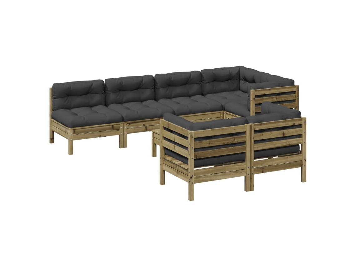 Conjunto 8 de sofás jardín VIDAXL con cojines madera pino impregnada